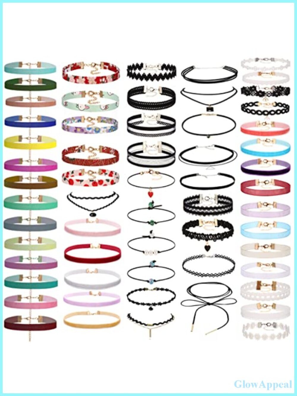 60pc Stretch Choker Necklace Set Velvet Lace Tattoo Gothic Layered